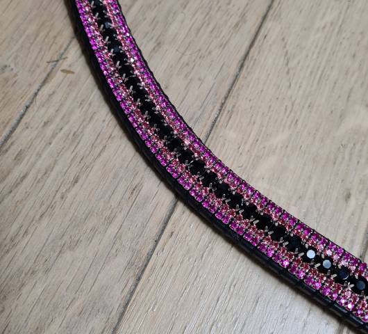 Frontal strass noir et rose