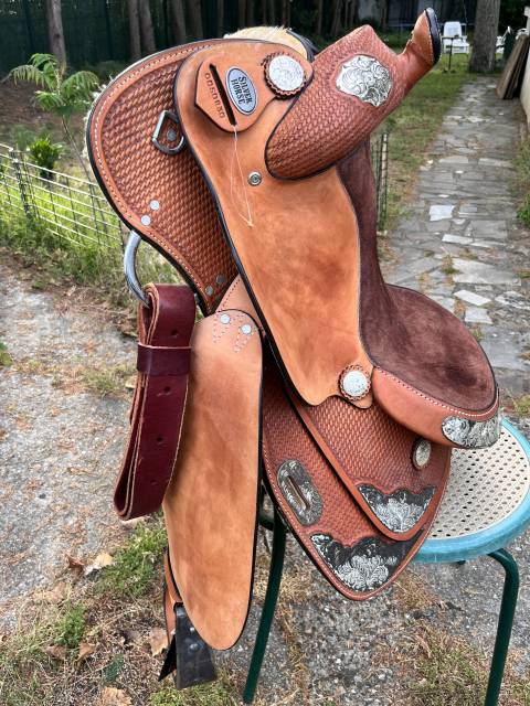 Selle Western Silver Horse en cuir &ndash; NEUVE &ndash; Taille 16"