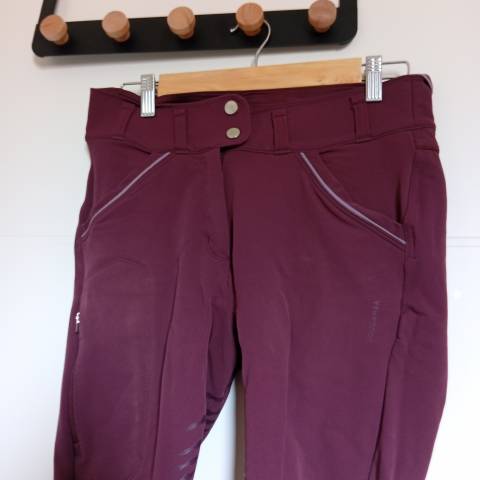 Pantalon d'&eacute;quitation femme bordeaux 