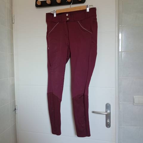 Pantalon d'&eacute;quitation femme bordeaux 