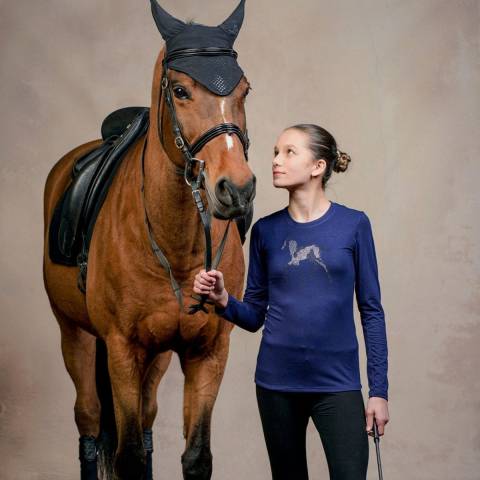 T-shirt &agrave; manches longues pour enfants - Cavalliera - Tissu stretch