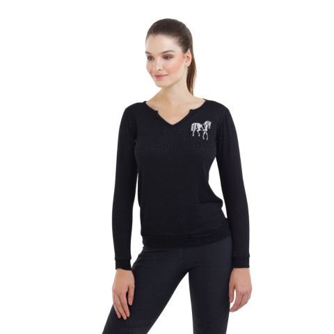Sweater loose fit V-neck - Cavalliera - Viscose l&eacute;ger