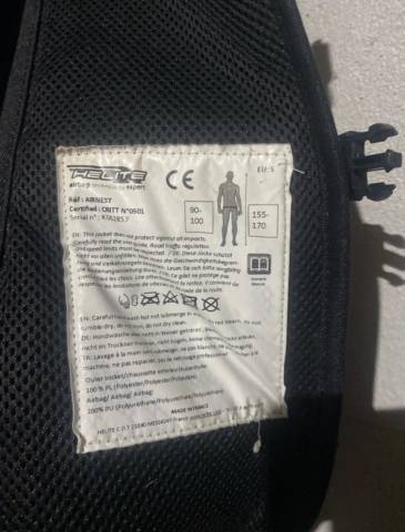 Gilet Airbag &Eacute;quith&egrave;me Air Jacket Helite &ndash; Taille S + 6
