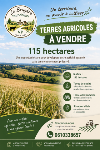 Terres agricoles 115 hectares