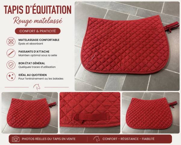 Tapis de selle rouge matelassé – Élégant & confortable