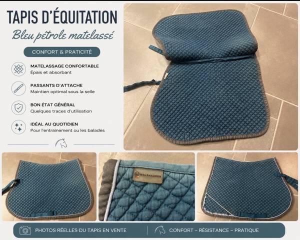 Tapis d’équitation Waldhausen bleu pétrole matelassé – 