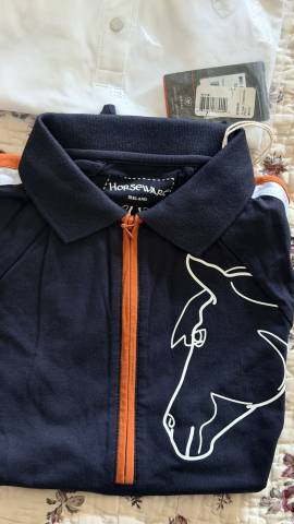 Horseware.  Navy S/S Polo Shirt pour des femmes