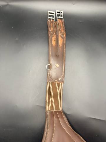 Sangle bavette Harcour en cuir marron &ndash; &eacute;lastiques