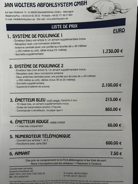 syst&egrave;me de poulinage Abfohlsystem