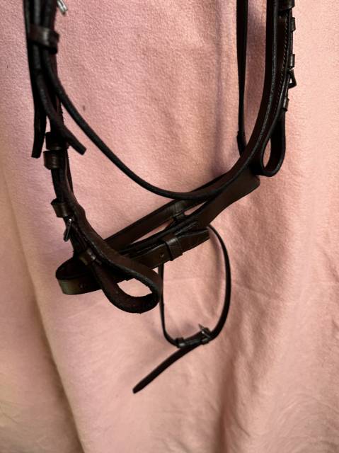 Ensemble bridon demi rond + r&ecirc;nes lisses T. Poney havan