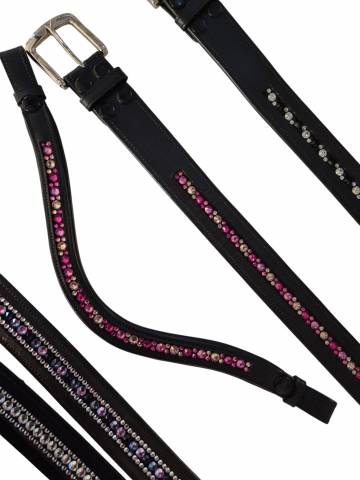 Ceinture en cuir &agrave; strass - La Cavalerie - Cuir v&eacute;ritable