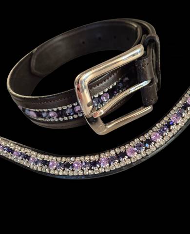 Ceinture en cuir &agrave; strass - La Cavalerie - Cuir v&eacute;ritable