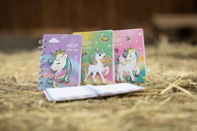 Carnet Licorne 3D - HKM - Reliure spirale, 60 pages