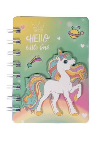 Carnet Licorne 3D - HKM - Reliure spirale, 60 pages