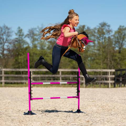 Set Saut d'Obstacle pour Hobby Horse - QHP - Hauteur r&eacute;glable jusqu'&agrave; 112 cm