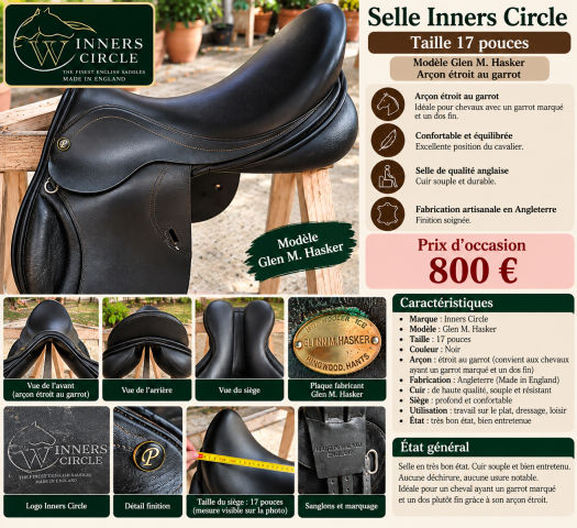 Selle inners circle glen m. hasker – 17 pouces – arçon 