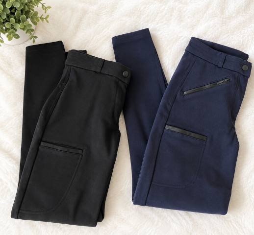 Pantalon d&rsquo;&eacute;quitation femme noir et bleu marine