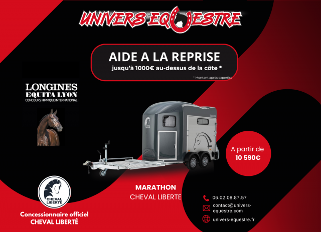 Van marathon cheval liberte porte caleche
