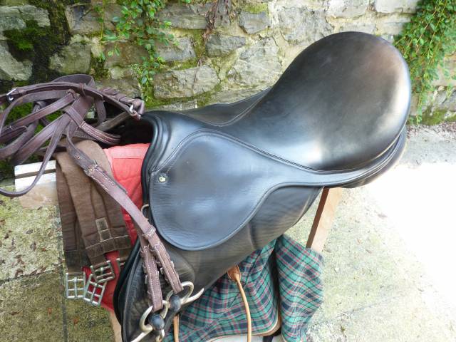Vend belle selle d'obstacle (anglaise?) en cuir 17.5 "
