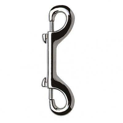 Mousqueton double 12cm en acier nickelé