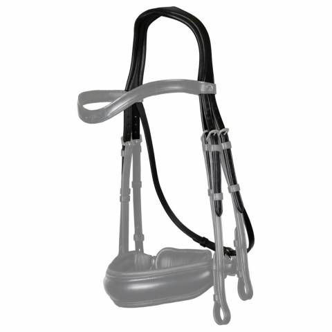 Têtière de bride type dressage cuir plat Noir - Dy'on
