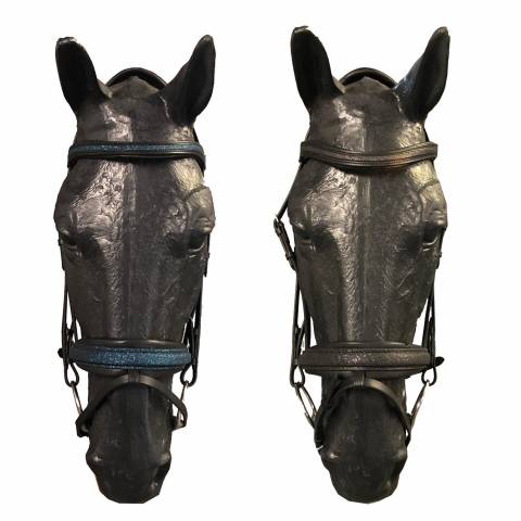 Bridon Shiny avec frontal et muserolle en crystal fabric - JMR PRO