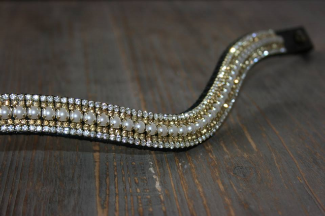Frontal strass dorés, blancs et perles - Equine Concept