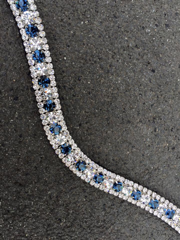 Frontal cristaux argent et marine - Equine Concept