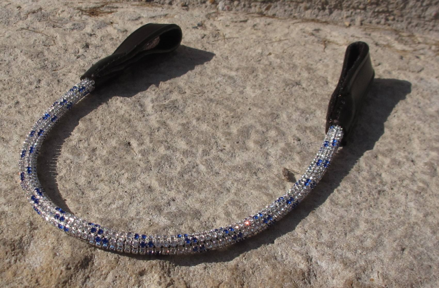 Frontal rond strass blancs et bleu roi - Equine Concept