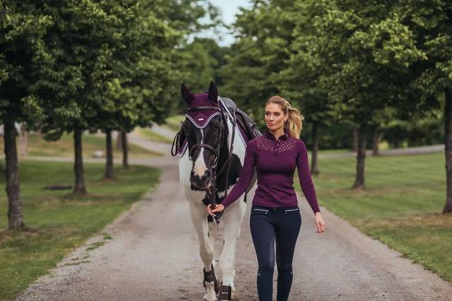Polo de concours Champion Top Purple White - Equestrian Stockholm
