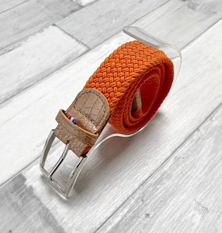Ceinture Grand Prix Orange/Camel - Melca Paris