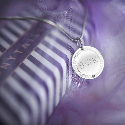 Pendentif avec médaille personnalisée et zirconia - Ponytail & Co