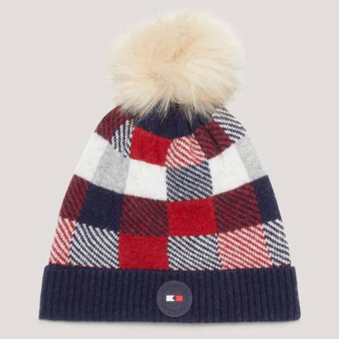 Bonnet pompom tricolore pour femme Tommy Hilfiger
