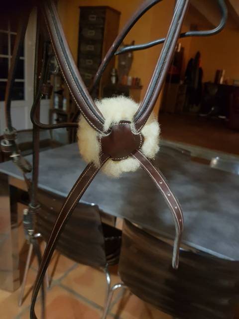 Filet poney cuir anglais demi-rond havane