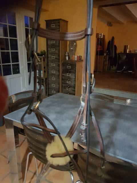 Filet poney cuir anglais demi-rond havane