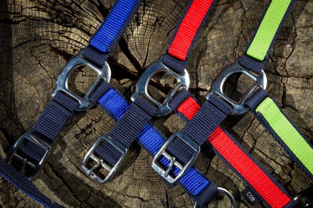 Licol nylon bicolore - HFI - boucles en laiton chrom&eacute;