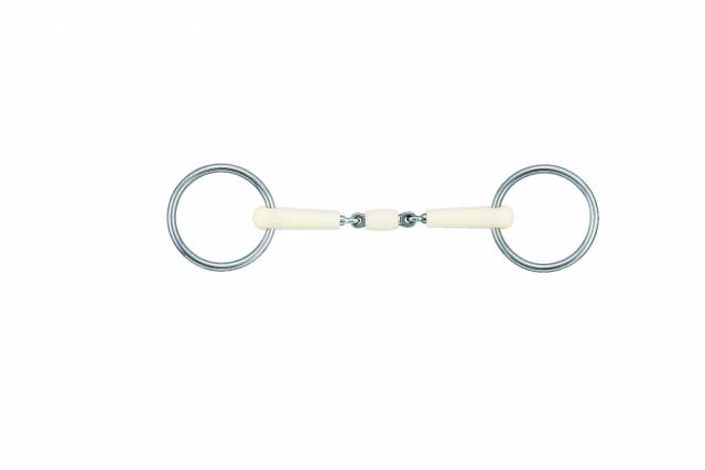 Mors bradoon double joint roller - Happy Mouth - acier inox et résine
