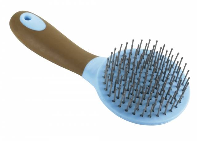 Brosse &agrave; crins Hippo-tonic - large t&ecirc;te ronde, picots souples