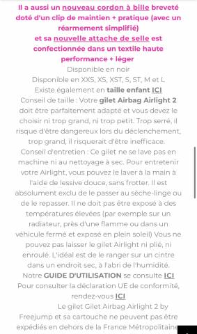 Airbag Airlight 2 Pénélope Noir L tout neuf