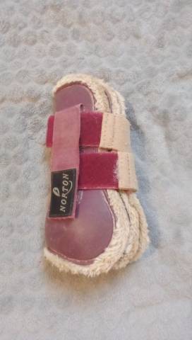 Guêtre taille poney bordeaux moumoute beige