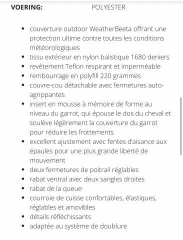 COUVERTURE WEATHERBEETA 220GR 150CM