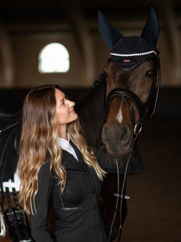 Bonnet anti-mouches anti bruit Modern Dark Ocean - Equestrian Stockholm