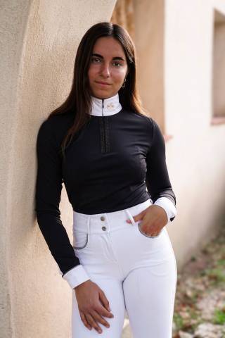 Polo concours manches longues Venusia noir JL Jump