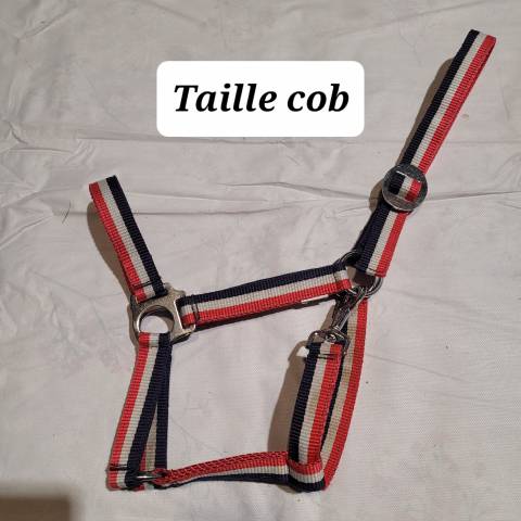 Licol taille cob bleu, blanc, rouge 