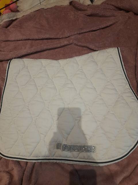 Tapis d'équitation blanc à strass 