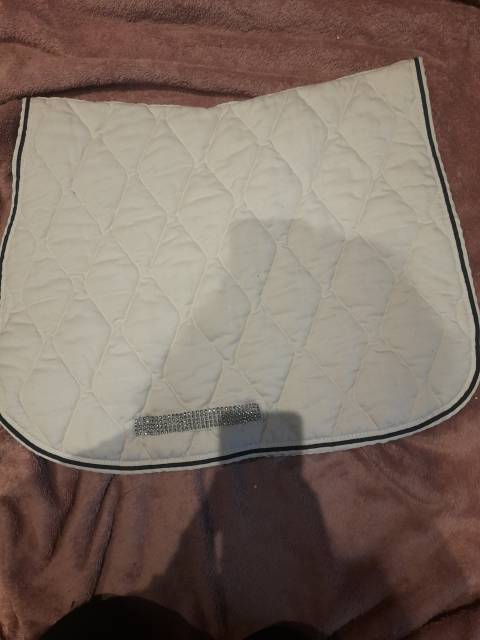 Tapis d'équitation blanc à strass 