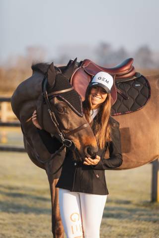 Tapis de selle LOVE MIXTE noir et rose - GEM