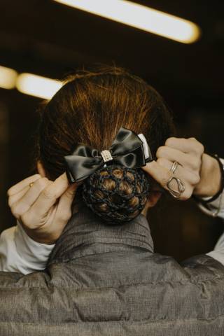 Résille Barrette Perle Noir Blanc Equithème
