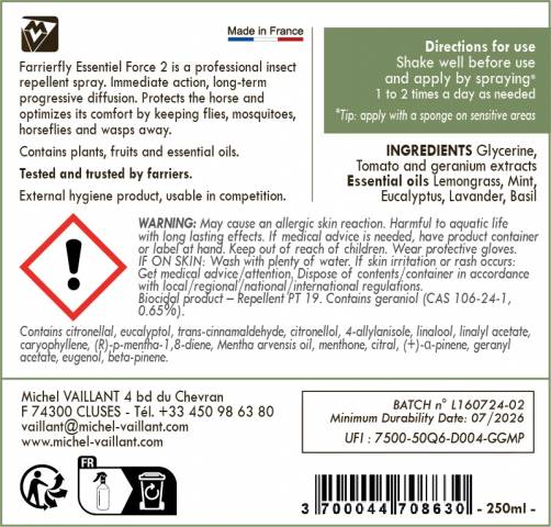 Farrierfly Spray Répulsif Longue durée - Essentiel Force 2