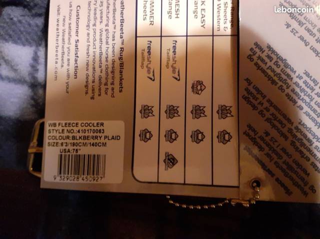 Polaire Weatherbeeta à carreaux violet taille 6'3